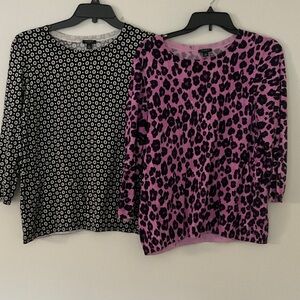 Ann Taylor Pink and Black Leopard Print Sweaters